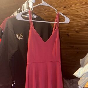 Women's Red Spaghetti Strap V-Neck Dress